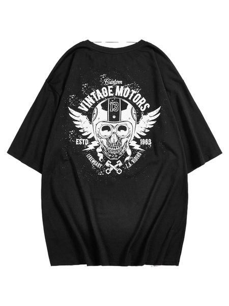 

x vecster men skull & wings print tee m70j#, White;black