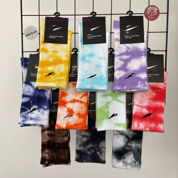 

fashion men's classic socks hook brand cotton tie dyed long tube street couple middle moisture absorption sock men women luxury medium, Black
