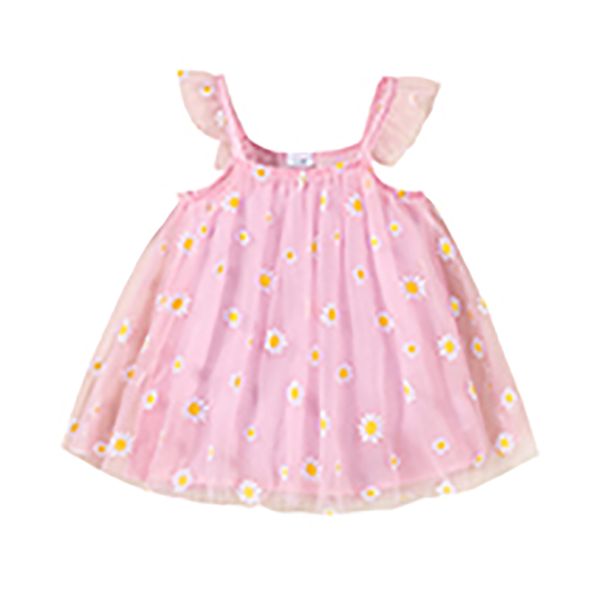 Baby Mädchen Kleid Ins Kinder Sling Hosenträger Gaze Rock Gänseblümchen Blume Druck Sommer Party Elegante Pilz Spitze