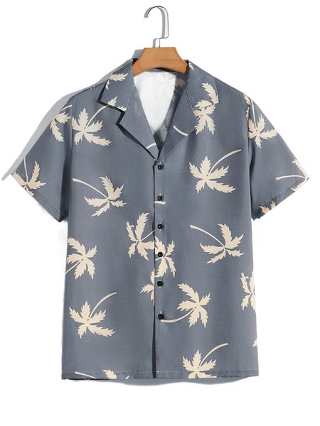 

men tropical print button through shirt h5co#, White;black