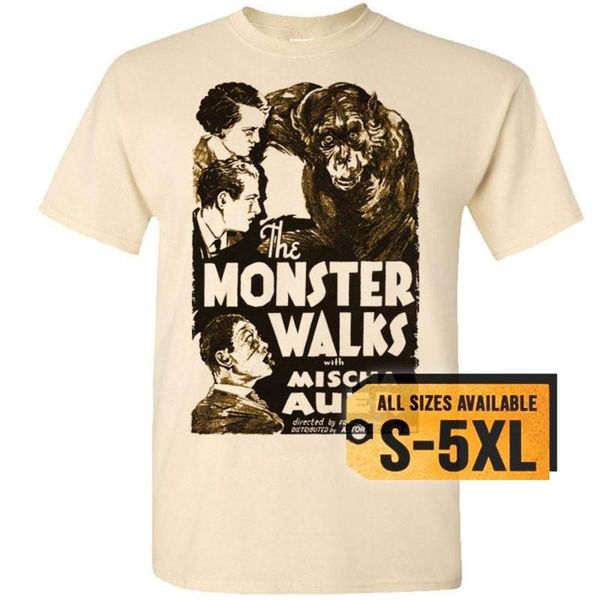 T-shirt maschile The Monster Walks V4 Poster Maglietta da uomo naturale Grigio bianco tutte le dimensioni S-5xlmen's