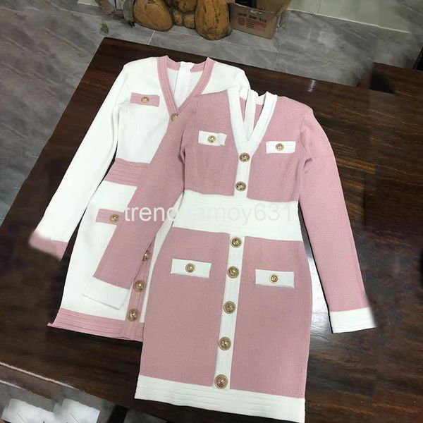 

casual dresses spring product celebrity temperament small fragrance v-neck long sleeve knitting thin buttock wrap autumn and winter bottomin, Black;gray