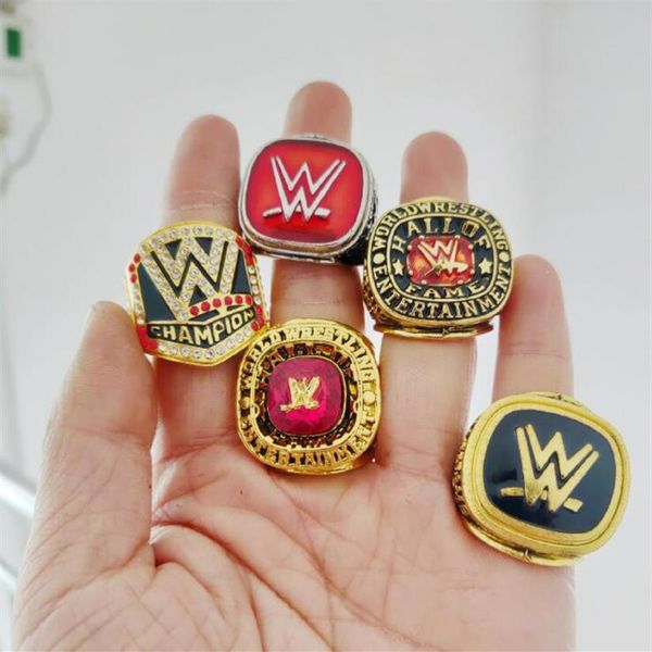 

2004 2008 2015 2016 2018 wrestling entertainment hall of fame champions championship ring set fan men boy gift whole 2019 2020259a, Golden;silver