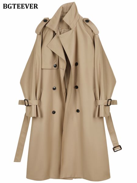 

stylish oversized ladies windbreaker long sleeve belted loose double breasted women trench coats 2022 spring autumn, Tan;black