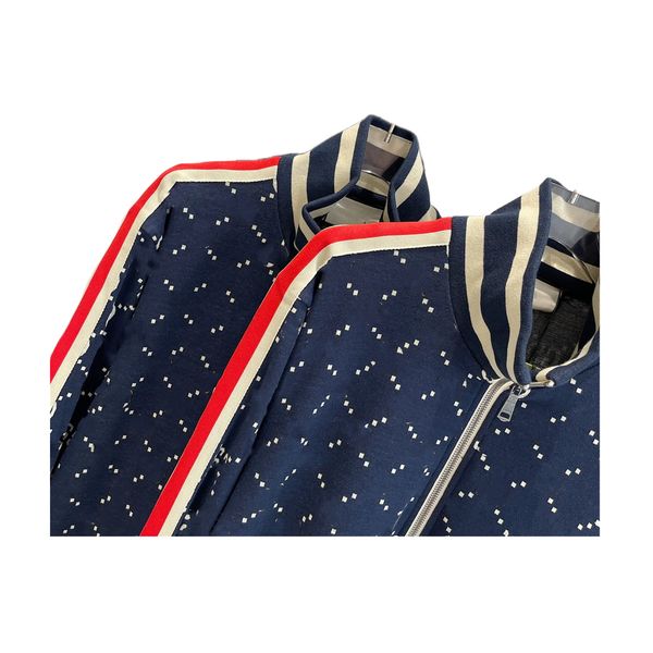 

italian style men's women's tracksuits designer classic webbing letters embroidery webbing zip-up jacket activewear set jogger pan, Gray