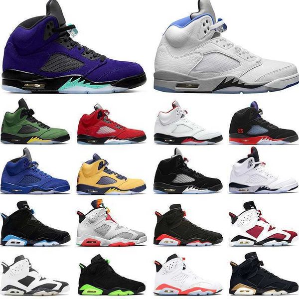 

men basketball shoes 5 5s raging bull stealth 2.0 og black metallic alternate grape mens trainers sneakers sports size 7-13