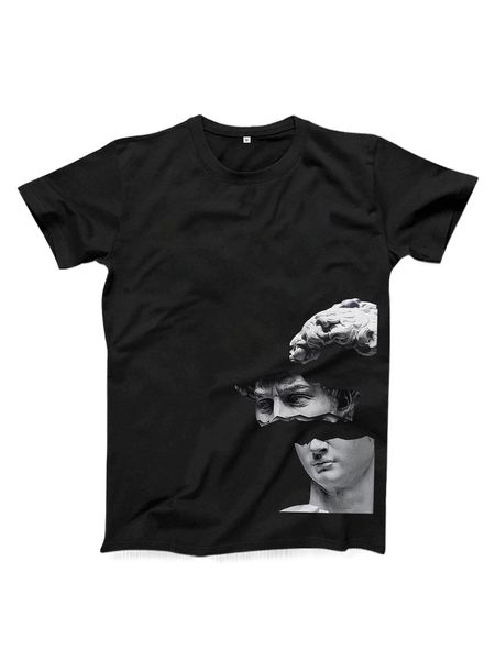 

men figure graphic tee c96o#, White;black