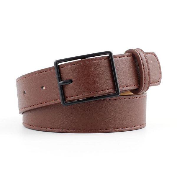 Ремни Quare Buckle Retro Женщины кожаные пояс девушки имитация винтажные женские цвета кофе модные поясные блюда