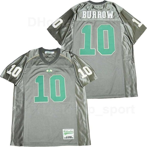 

c202 men high school athens 10 joe burrow football jersey team color grey breathable all stitched sport pure cotton good quality, Black