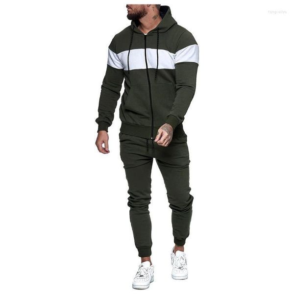 Tute da uomo Tute da jogging per uomo Autunno Splicing Zipper Stampa Felpa Top Pantaloni Set Tuta sportiva Tuta Survette Homme