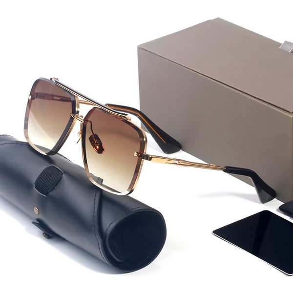

Luxury Designer Glasses Square Oversized Big Frame Designer Sunglasses Man Woman Brown DT Mach Six Double Bridge Polarized UV Protection Large Luxurysunglasses
