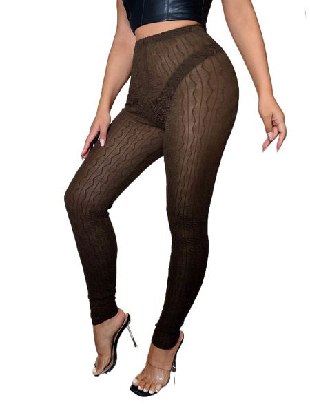 

wave print mesh sheer leggings without panty k6dg#, White;black