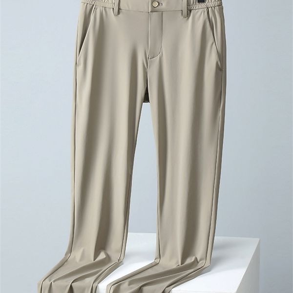 Calças respiráveis ​​de verão homens esticados nylon seda resfriamento de chinos fino masculino casual calças longas retas 220705