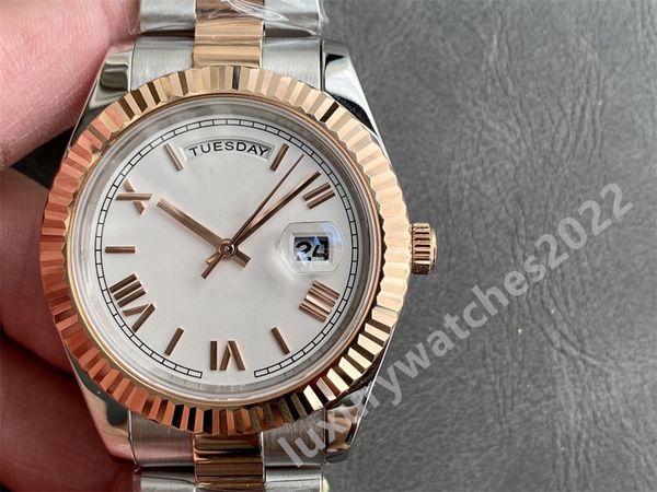 

new men watches 40mm jubilee zr factory two tone st9 steel black roman dial automatic mechanics sapphire stainless steel asia 2813 mens wris, Slivery;brown