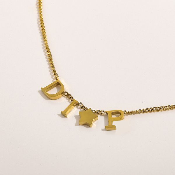 

luxury women brand initial pendant necklace, Silver