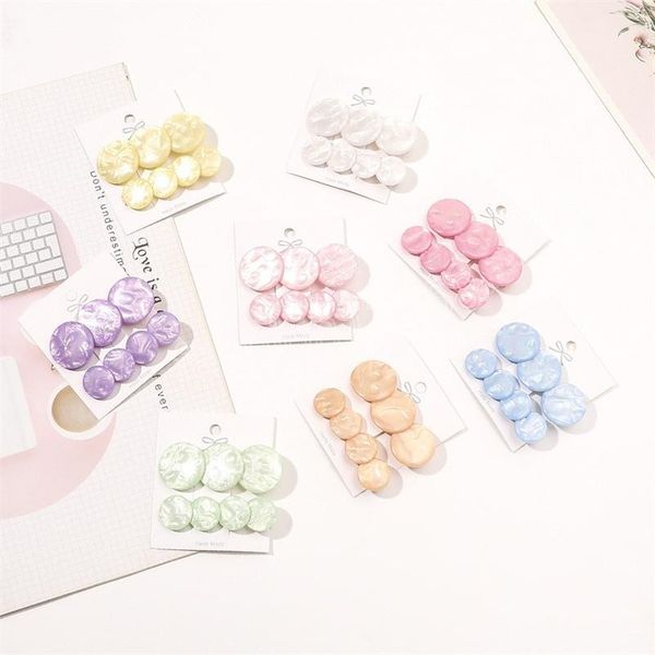 

women agate buckle circle splicing hair barrettes european girls multi color alloy plastic round hair clips for headwear edge ponytail scrun, Golden;silver