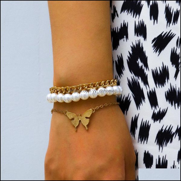 

charm bracelets jewelry link chain wristband rope bracelet beads simple personality imitation pearl women sewing scissors bransoletka damsk, Golden;silver