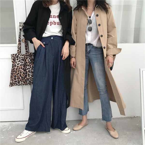 Women Herbst Langarm Langarm Umhang Trench Coat weibliche Taschen -Strickjacke Straight Hemd Windbrecher Femme Winter Overtock1 Bery22