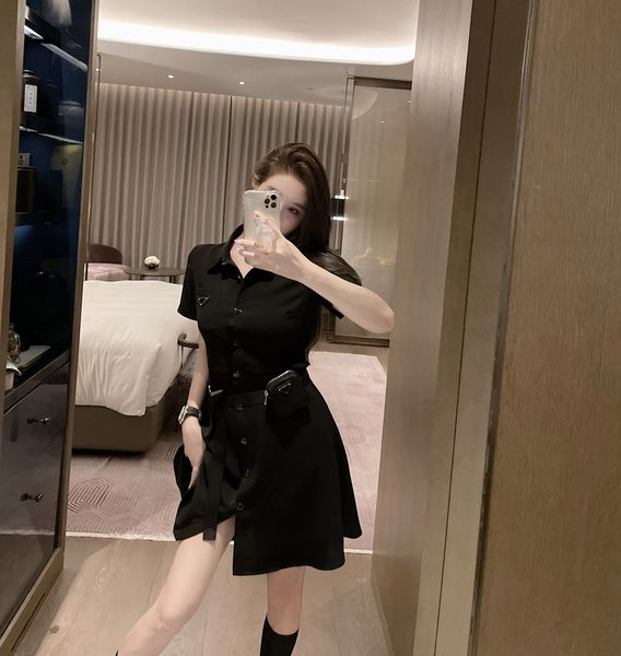 

send fanny pack 2022 designer leisure dress women long skirt paris fashion week limited edition inverted triangle logo badge lapel slim star, Black;pink