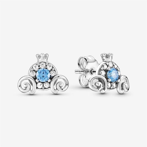 

100% authentic 925 sterling silver pumpkin coach stud earrings fashion women wedding engagement jewelry accessories277d, Golden;silver