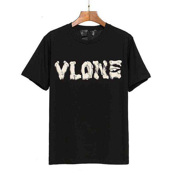

designer mens t-shirts vlones 2021 fashion brand vlones chest letter print back bone big v lovers short sleeve tshirt, White;black