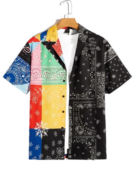 

men paisley scarf print shirt without tee r6yp#, White;black