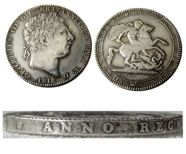 

uf(20-21)great britain 1818/1820 king george iii crown craft silver plated copy coin metal dies manufacturing