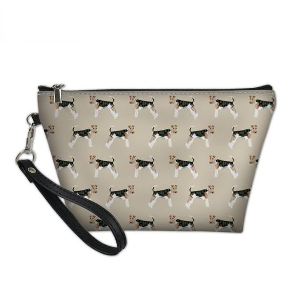 Kosmetiktaschen, Koffer für Damen, für Make-up, Wire Terrier, Hund, bedruckt, tragbare Box für Damen, Reiseveranstalter, Waschset-Taschen, kosmetische Kosmetik