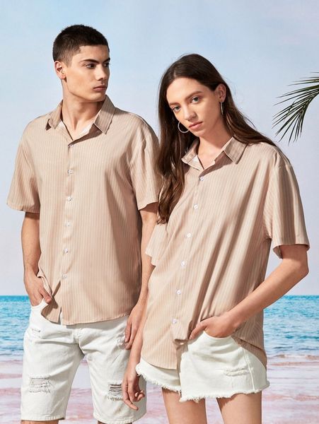 

1pc vertical striped shirt e6ta#, White;black
