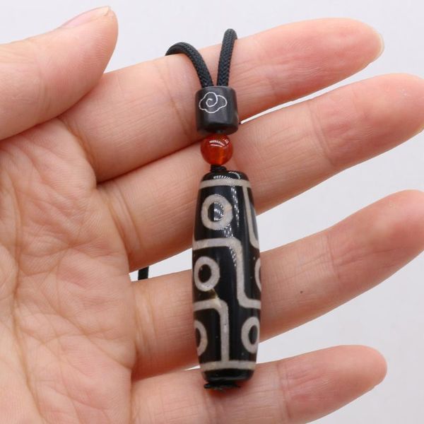 Colares pendentes 1pc Tibete antigo dzi Agates Minchações colar de pedra natural coluna Buddhism Charms Jeias