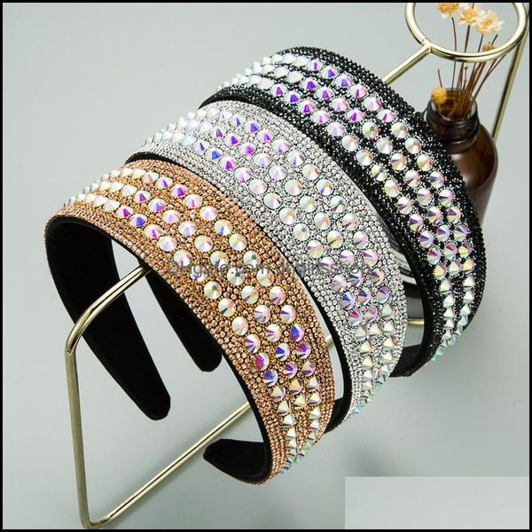 

headbands hair jewelry european american fl ab color crystal headband for woman elegant sparkly rhinestone beaded hairband g dh1gn, Silver