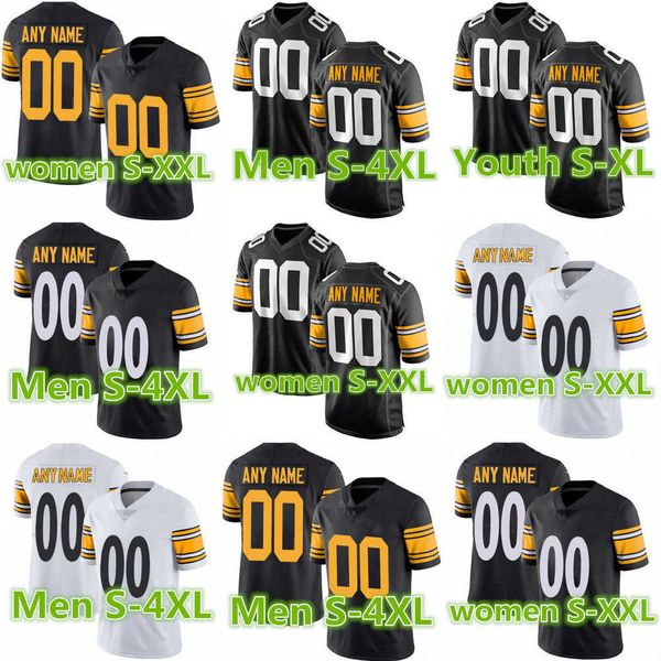 

football jerseys men women youth pittsburgh''steelers''10 mitchell trubisky 22 najee harris 90 t.j. watt 43 troy polamal, Black;red