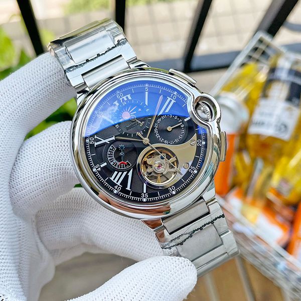 

mens watch automatic mechanical 46mm sapphire stainless steel life waterproof wristband men wristband montre de luxe, Slivery;brown