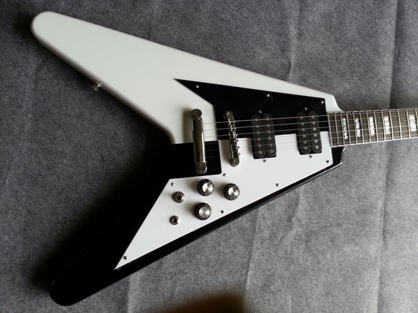 

factory fly v electric guitar chrome hardware color black & white