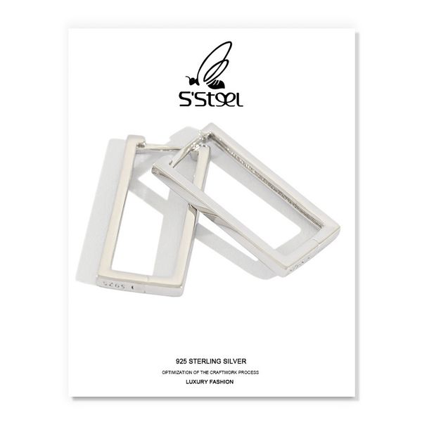 

s steel loop earings hoops earing aide 925 silver earnings sterling hoop square piercing s925 earrings for women jewelry 220718, Golden