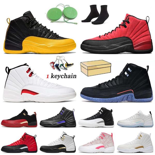 

12s mens basketball shoes jumpman 12 with box 2021 university gold reverse flu utility royalty play s easter women arctic pu273z, Black