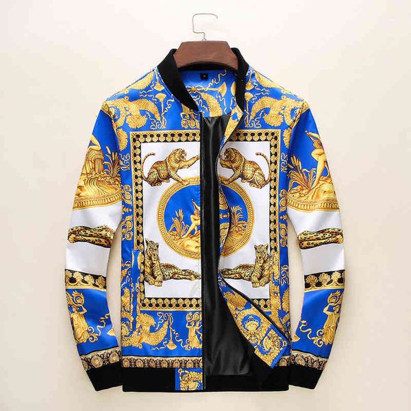 

men's jackets spring and autumn stand collar jacket men's fashion digital printing high grade mygg, Black;brown