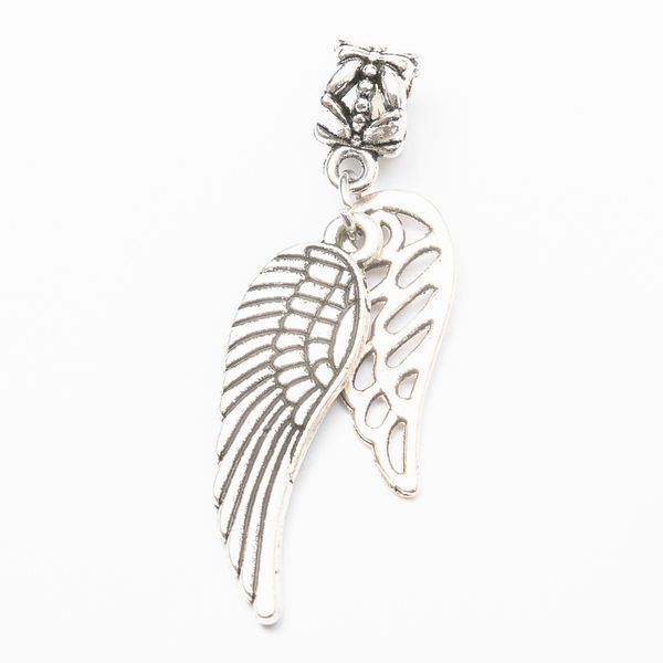 

retro feather alloy charm bead pendant fashion women jewelry stunning european style for pan diy bracelet bangle, Black