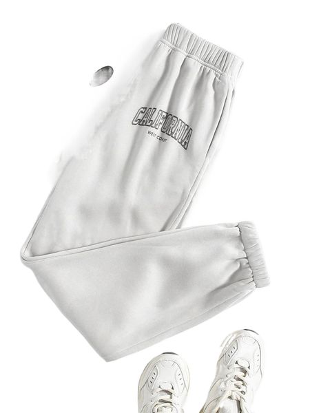 

letter graphic elastic waist sweatpants 44bn#, Black;white