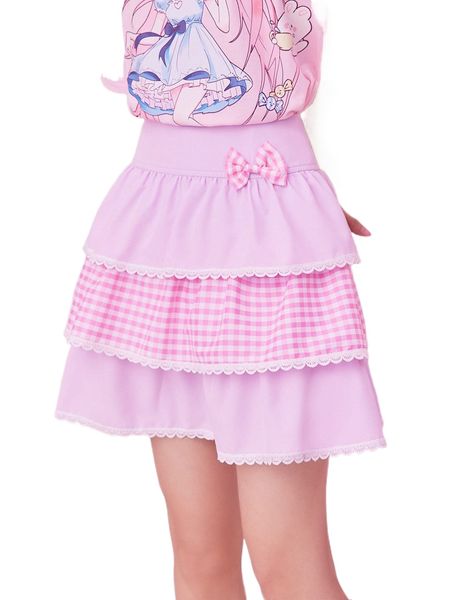 

kawaii gingham tiered layered skirt r0wc#, Black