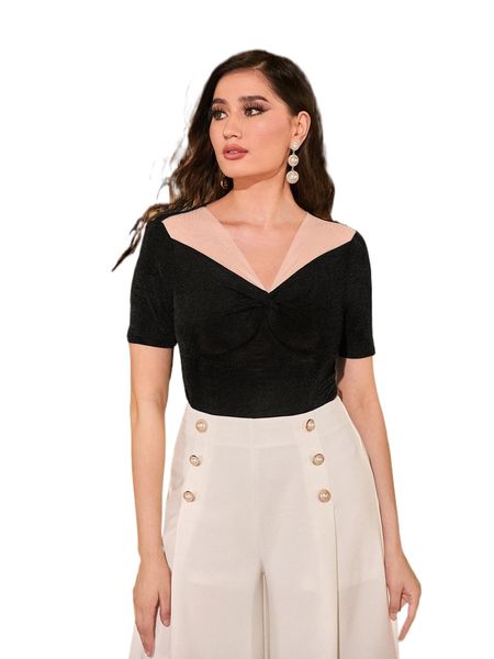 

contrast mesh twist front tee a1v5#, White