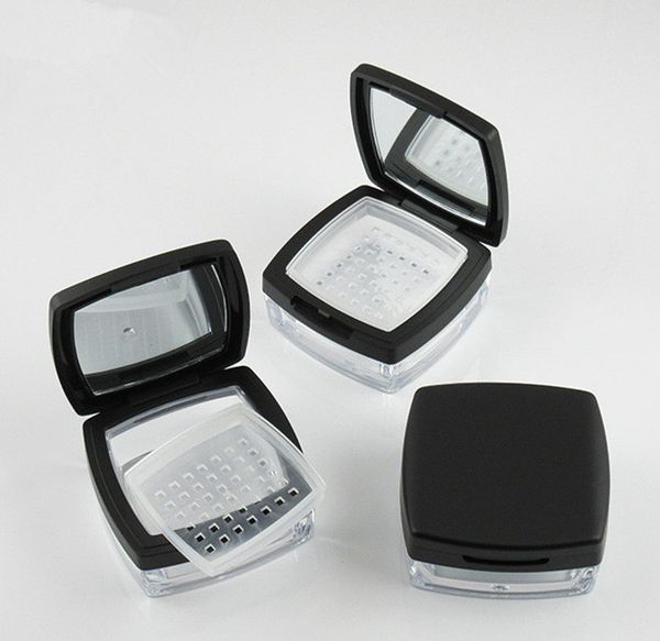

10g mirror square black cover powder bottle cosmetics powder box packing empty boxs