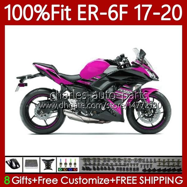 OEM-Verkleidungen für KAWASAKI NINJA 650R ER6 F ER 6F 650 Pink Schwarz R ER-6F ER6F 17 18 19 20 Karosserie 137Nr