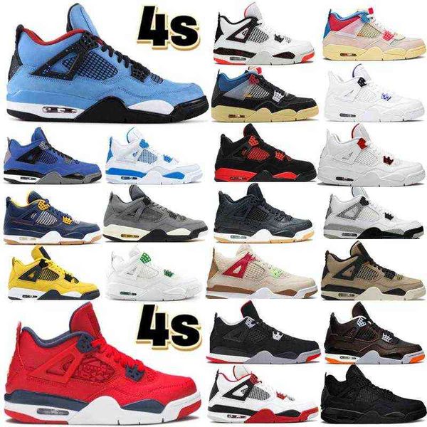 

2022 mens women 4s basketball shoes 4 white cement oreo black cat fire red university blue desert moss travis taupe haze neon