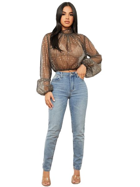 

sxy keyhole back ruched swiss dot sheer mesh without bra 41u1#, White