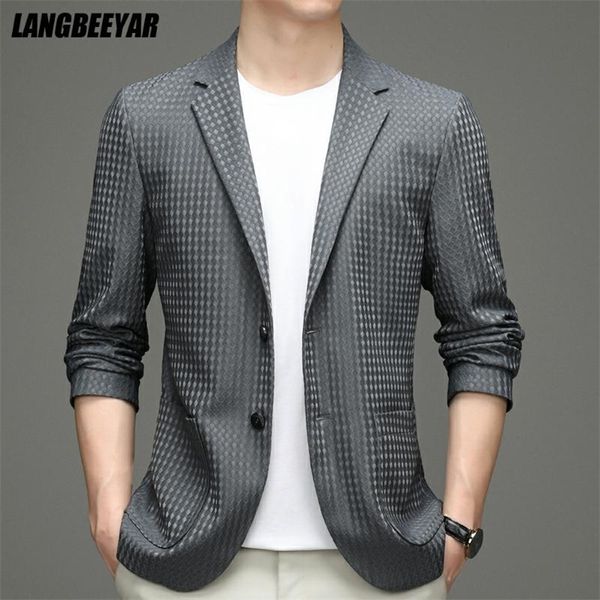 High End Designer Marca Luxo Casual Moda Elegante Slim Fit Smart Mens Blazer Suite Jaqueta Expensivet Mens Roupas 220409