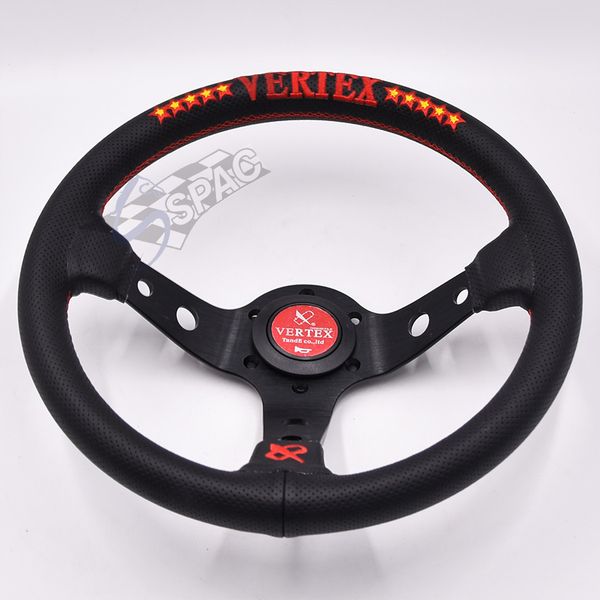 

330mm for game racing car red line steering wheel with red horn button