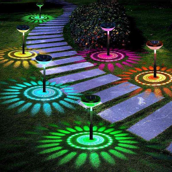 Illuminazione da giardino Luce solare a led per esterni impermeabile Rgb che cambia colore Lampada da prato a via solare per l'illuminazione del paesaggio della decorazione del giardino J220531