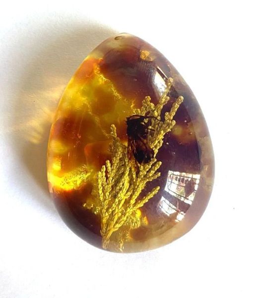 Kolye Kolye 58 23mm Doğal Meksika Amber Balmumu Kaba Taş% 100 Sertifikalı Pener