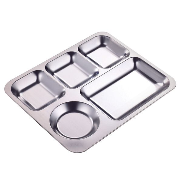 

5 grids 304 stainless steel dinner plates thickened kitchen divided dish